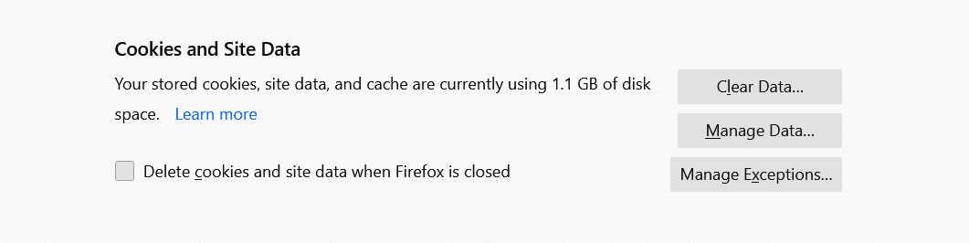 Borrar la información del sitio en Firefox.