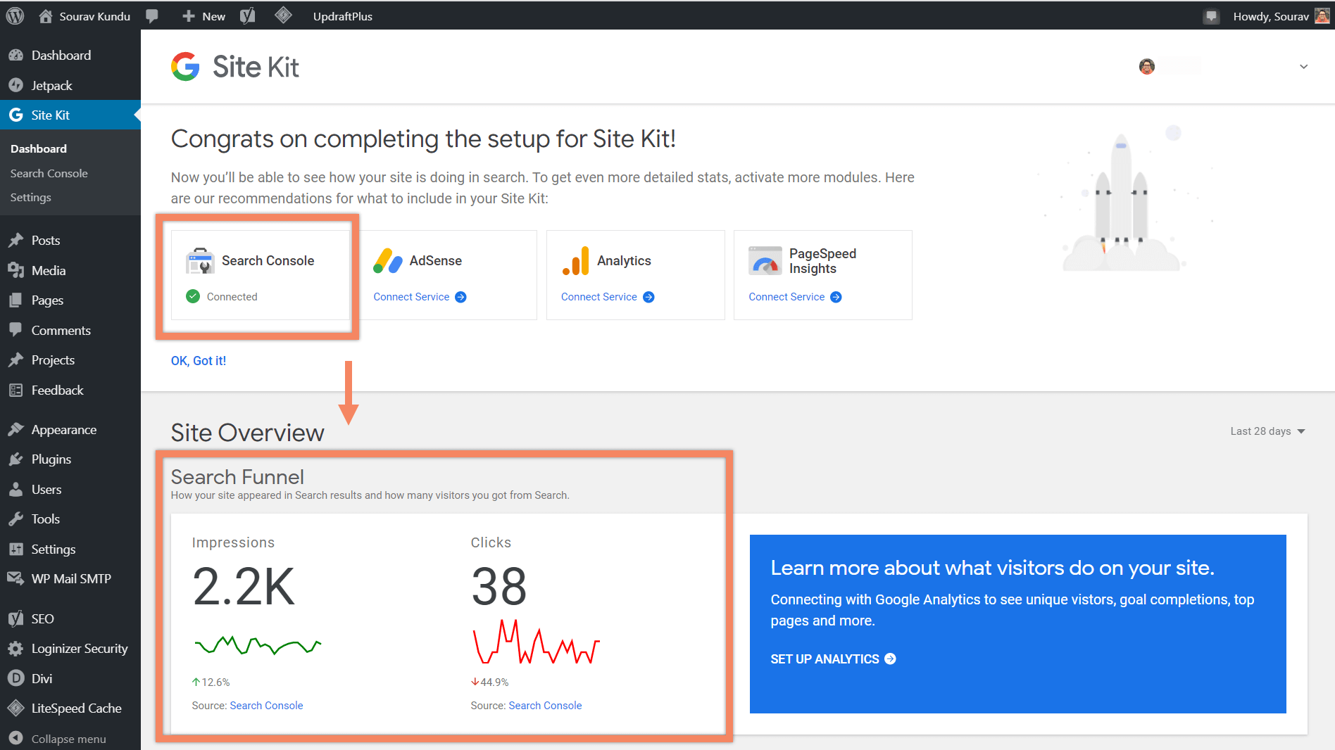 cómo conectar el kit de sitio de Google y la consola de búsqueda de búsqueda 5