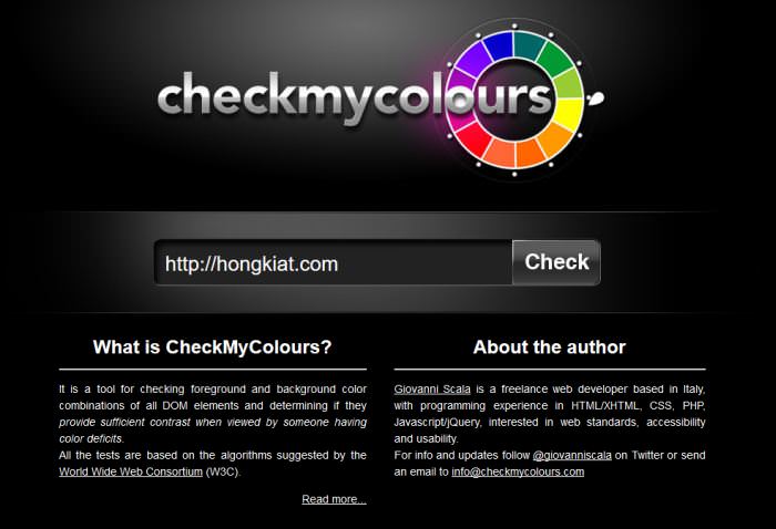 Herramienta de verificación de contraste CheckMyColors