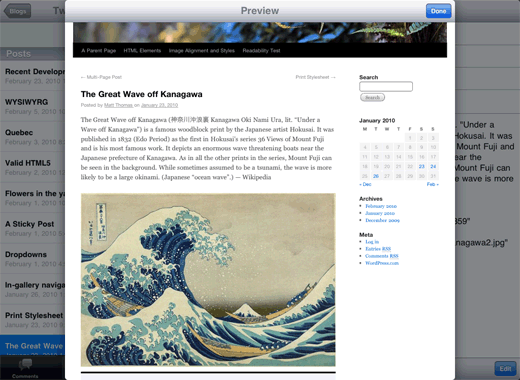 iPad para WordPress