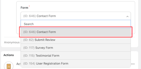 Seleccione un formulario de WPForms