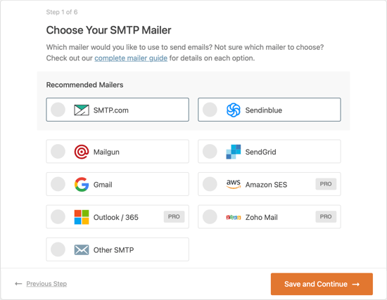 Seleccione su servicio de correo SMTP