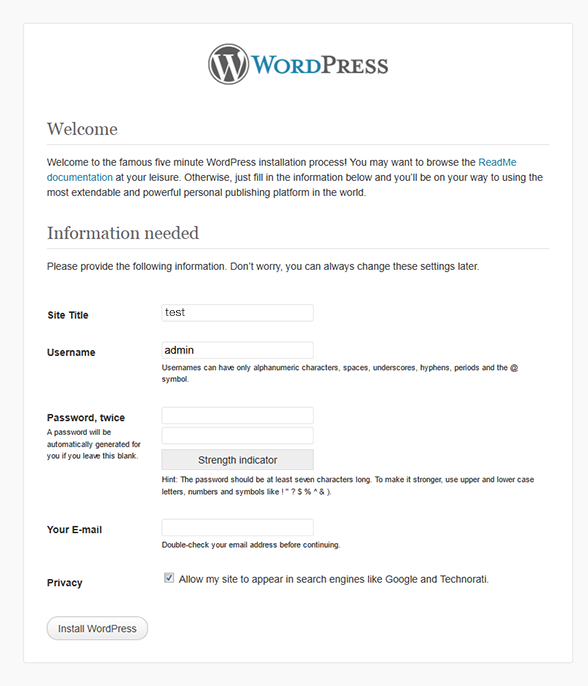 Bienwendo por instalar WordPress