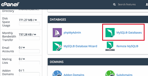 Bases de datos MySQL y cPanel