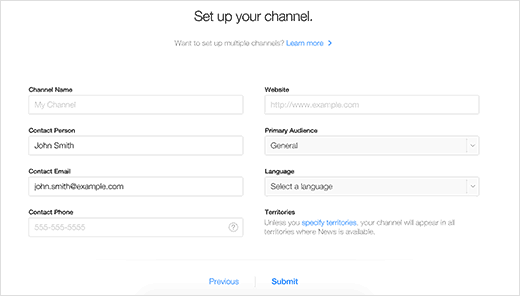 Configurar el canal en Apple News