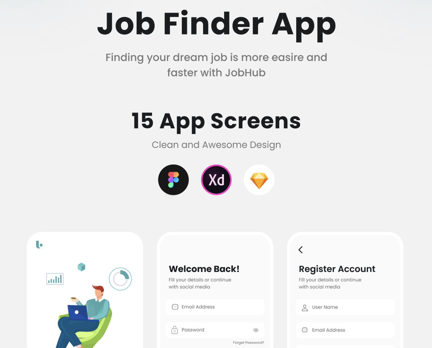 Kit de interfaz de usuario de la aplicación JobGo Job Finder