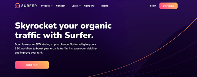 página de inicio del surfista